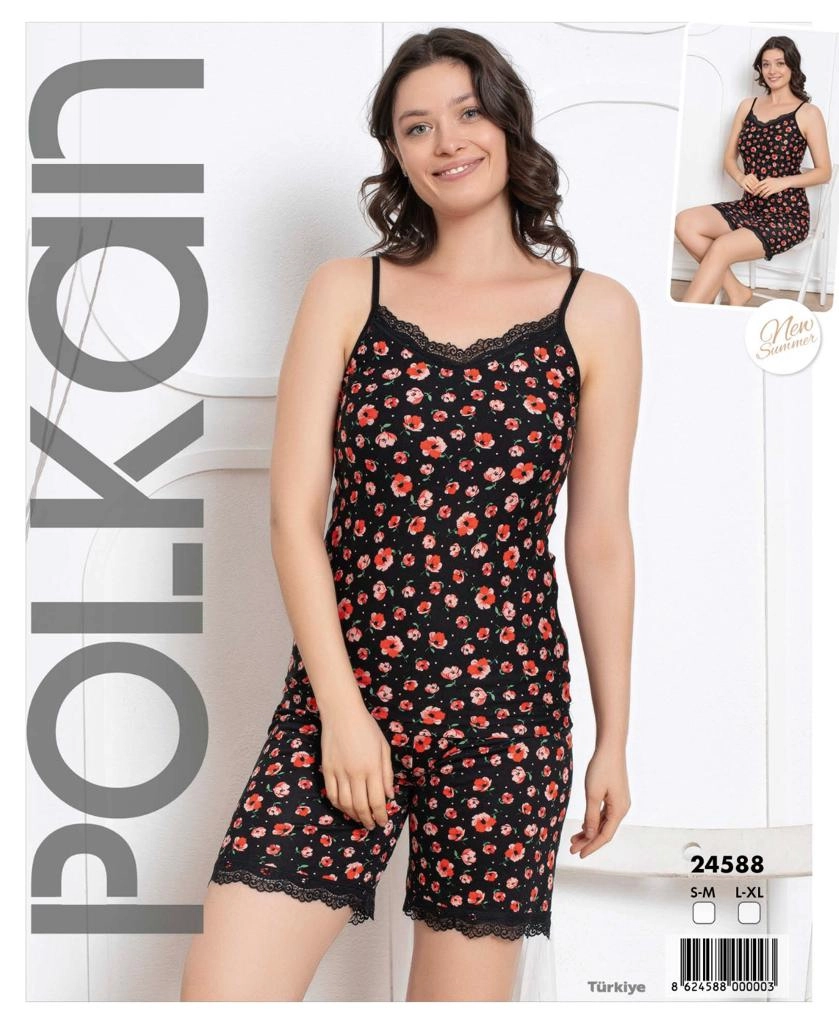 ست تاپ و شورت زنانه نخ پنبه اعلا ترکیه برند polkan 😍🇹🇷