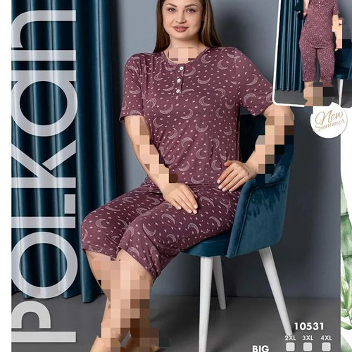 ست تیشرت و شلوارک زنانه بیگ سایز نخ بامبو بدون تغییر رنگ و بدون پرزدهی بسیار نرم و راحت و خنک