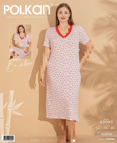 تونیک بلند آستین کوتاه زنانه سایز بزرگترکیه برند polkan جنس نخ بامبو بسیار نرم و لطیف