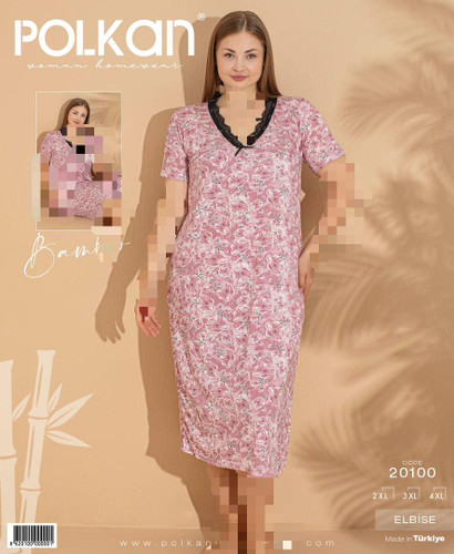 تونیک زنانه سایز بزرگ آستین کوتاه ترکیه برند polkan نخ بامبو بسیار نرم و راحت و خنک